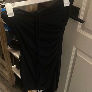 SHEIN Black Strapless Ruched Bodycon Dress